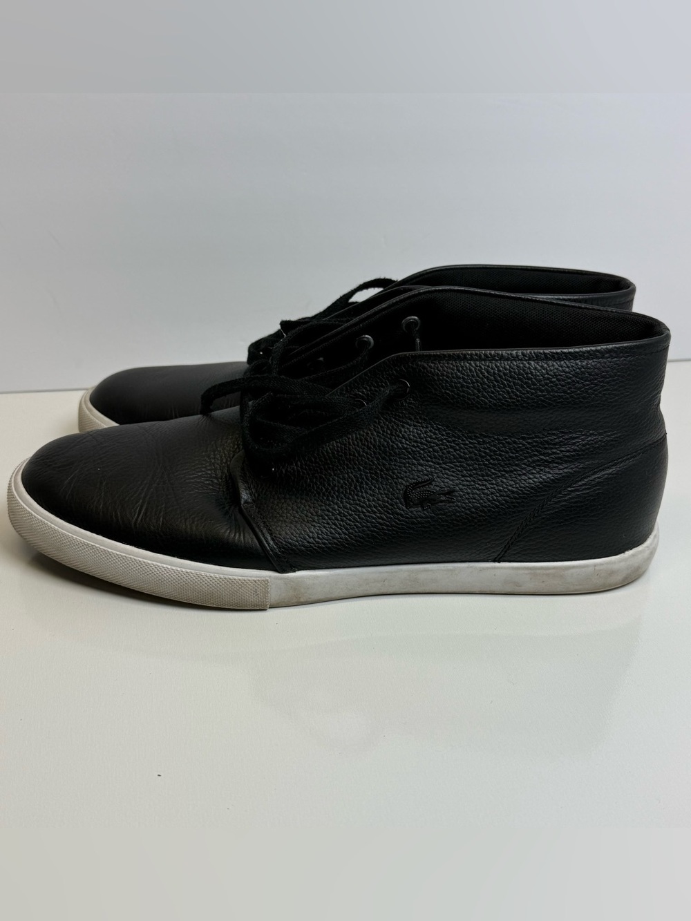 Lacoste Asparta Mid Chukka Sneakers Black Leather Casual Mens Size 11 Shoes